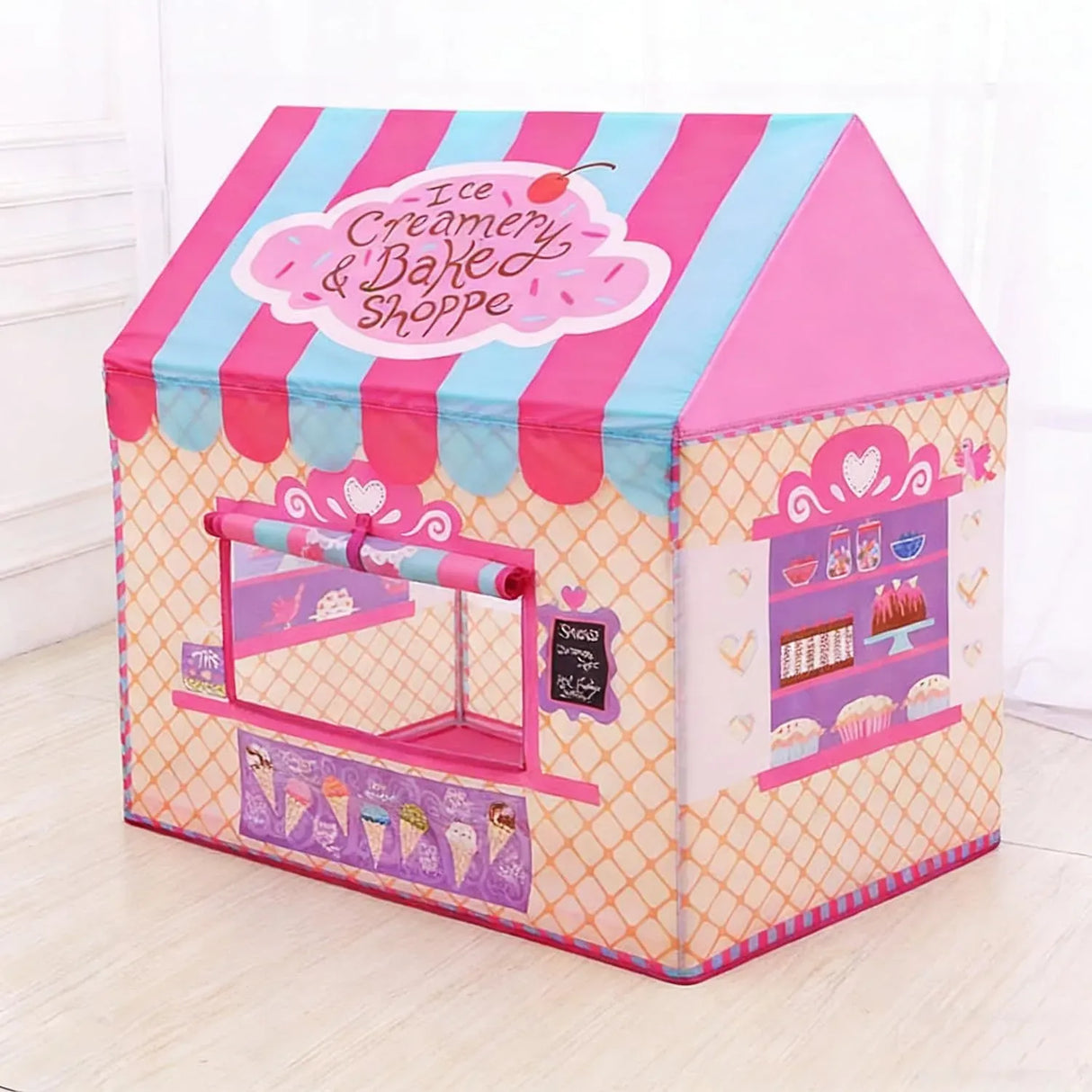 CARLA HOME Kids Ice Cream Bakery Play Tent Pink Pop Up Playhouse - Outdoor Play Equipment Play Tents & Tunnels