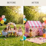 CARLA HOME Kids Ice Cream Bakery Play Tent Pink Pop Up Playhouse - Outdoor Play Equipment Play Tents & Tunnels - 45-Degree Angle
