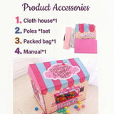 CARLA HOME Kids Ice Cream Bakery Play Tent Pink Pop Up Playhouse - Outdoor Play Equipment Play Tents & Tunnels - Rear View