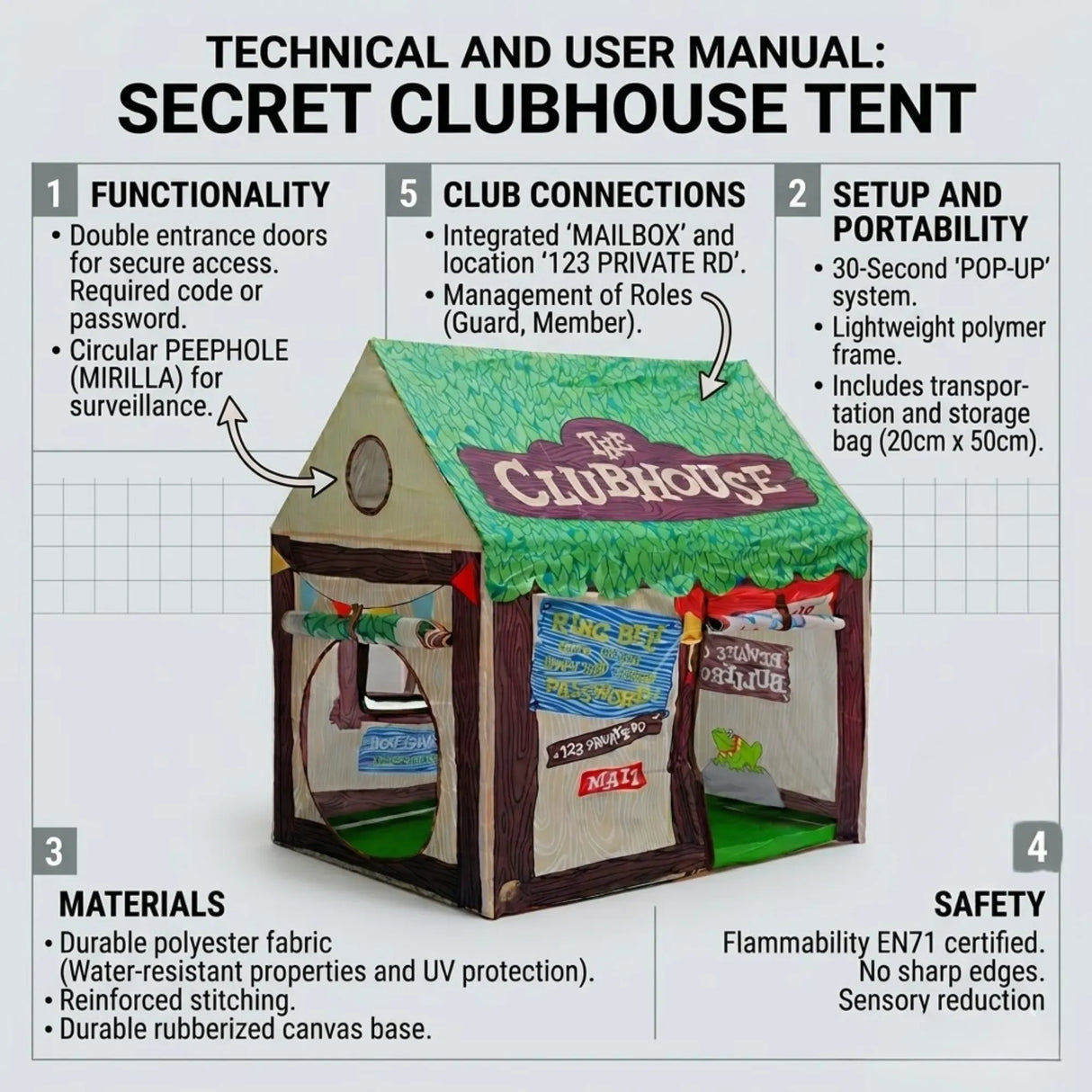 CARLA HOME Kids Clubhouse Play Tent - Green - Outdoor Play Equipment Play Tents & Tunnels