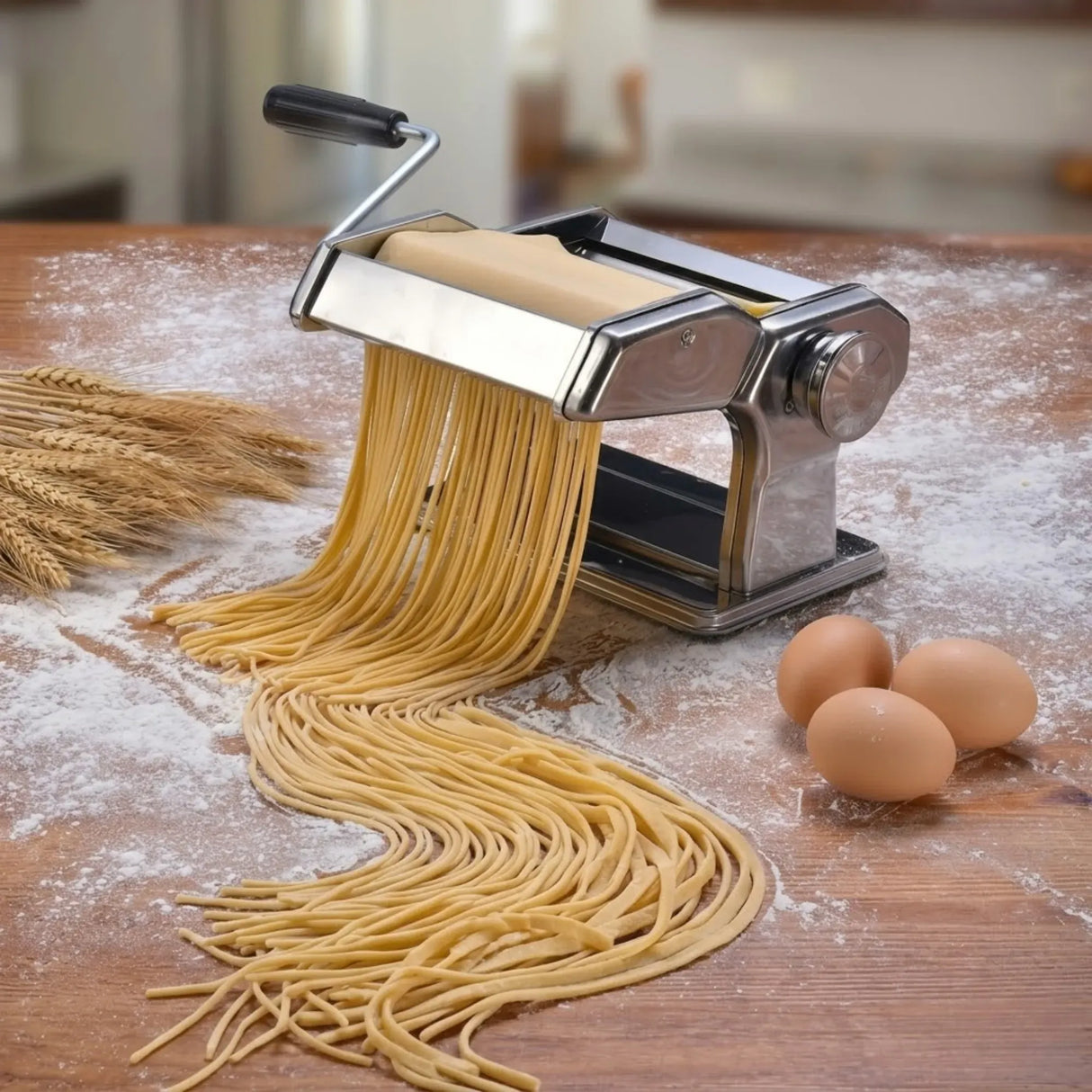 CARLA HOME Pasta Maker Machine - Hand Crank Noodle Maker - Grey - Kitchen Appliances Pasta Makers