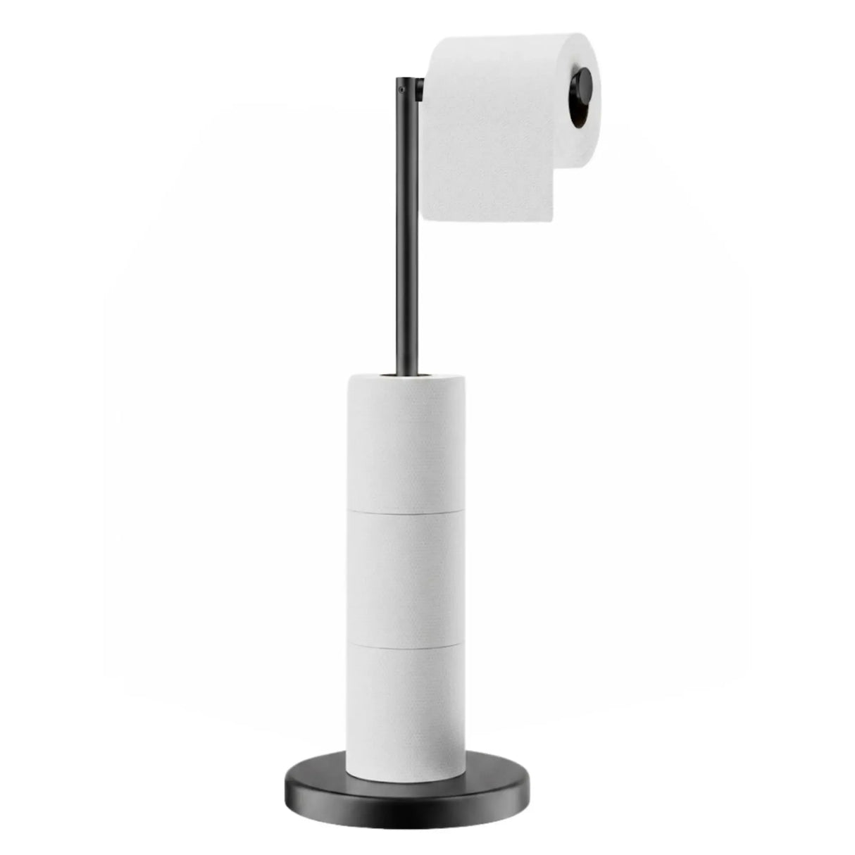 CARLA HOME Toilet Paper Holder Stand with Storage - Black - METAL - Bathroom Accessories Toilet Paper Holders