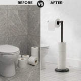 CARLA HOME Toilet Paper Holder Stand with Storage - Black - METAL - Bathroom Accessories Toilet Paper Holders - 45-Degree Angle