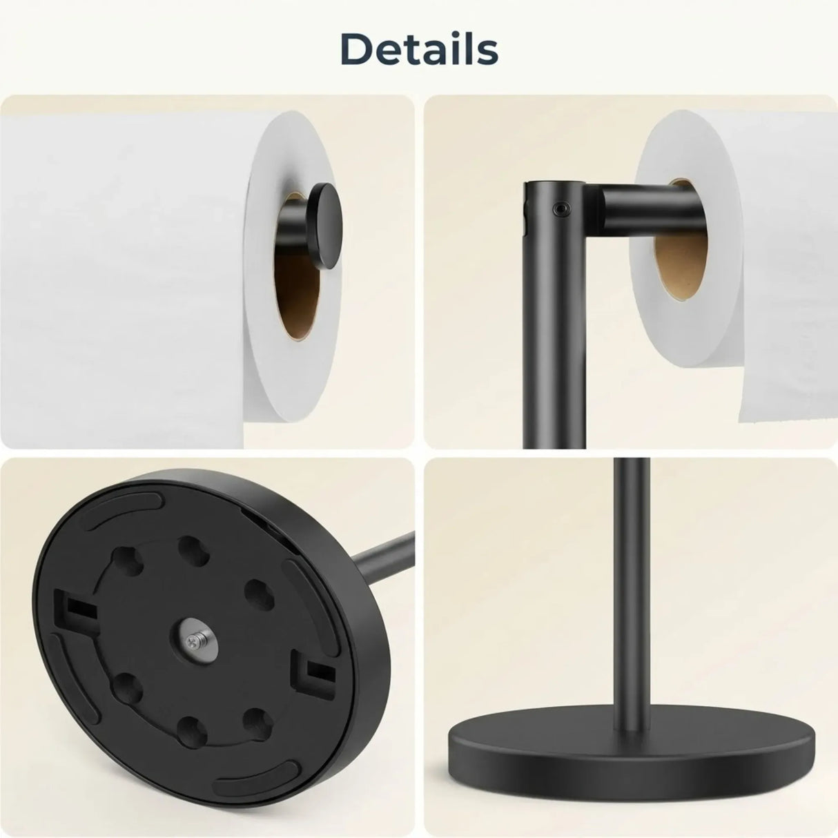 CARLA HOME Toilet Paper Holder Stand with Storage - Black - METAL - Bathroom Accessories Toilet Paper Holders
