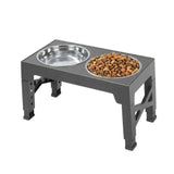 CARLA HOME Raised Dog Bowl Stand - 4 - Height Adjustable - Black - Pet Feeder - Metal