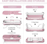 CARLA HOME Foldable Bathtub Adult - Collapsible Soaking Tub - Pink - Folding Bathub - Top-Down View