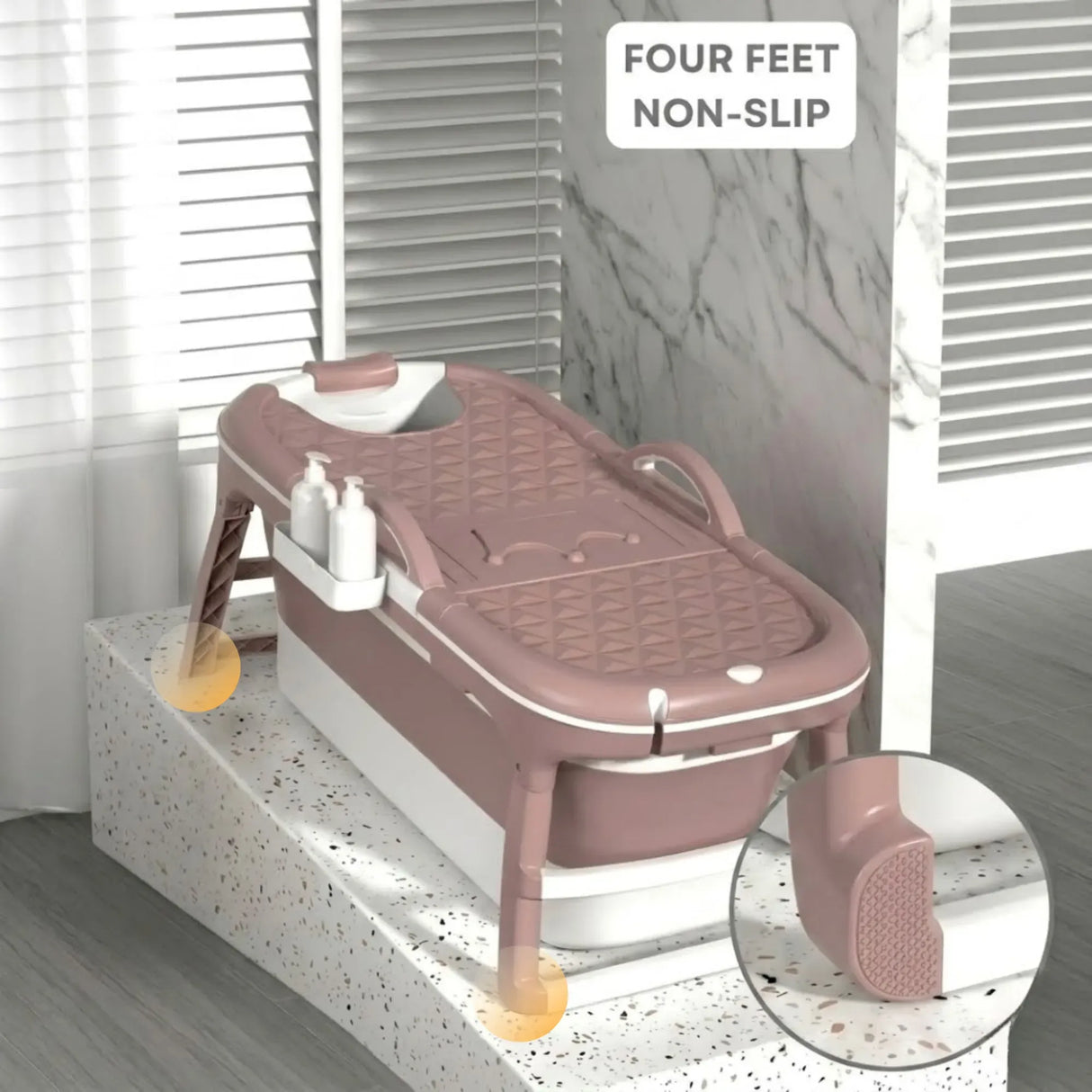 CARLA HOME Foldable Bathtub Adult - Collapsible Soaking Tub - Pink - Folding Bathub