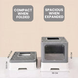 CARLA HOME Foldable Enclosed Cat Litter Box with Scoop - Grey - Plastic - Kitty Litter Tray - Top-Down View