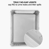 CARLA HOME Foldable Enclosed Cat Litter Box with Scoop - Grey - Plastic - Kitty Litter Tray - Low Angle