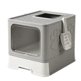 CARLA HOME Foldable Enclosed Cat Litter Box with Scoop - Grey - Plastic - Kitty Litter Tray - Extra Image
