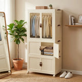 CARLA HOME 3 - Tier Foldable Wardrobe Cabinet - White - Plastic - Clothe Storage - Front View