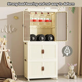 CARLA HOME 3 - Tier Foldable Wardrobe Cabinet - White - Plastic - Clothe Storage - Close-Up Angle