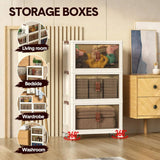 CARLA HOME 3 Tier Stackable Storage Cabinet with Wheels White - Storage Box - Plastic - Side View