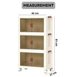 CARLA HOME 3 Tier Stackable Storage Cabinet with Wheels White - Storage Box - Plastic - Top-Down View