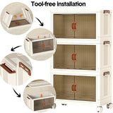 CARLA HOME 3 Tier Stackable Storage Cabinet with Wheels White - Storage Box - Plastic - Low Angle