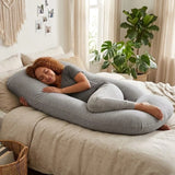 CARLA HOME U Shaped Pregnancy Pillow for Full Body Support Grey - Polyester - Full Body Pillow - Front View