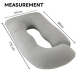 CARLA HOME U Shaped Pregnancy Pillow for Full Body Support Grey - Polyester - Full Body Pillow - Top-Down View