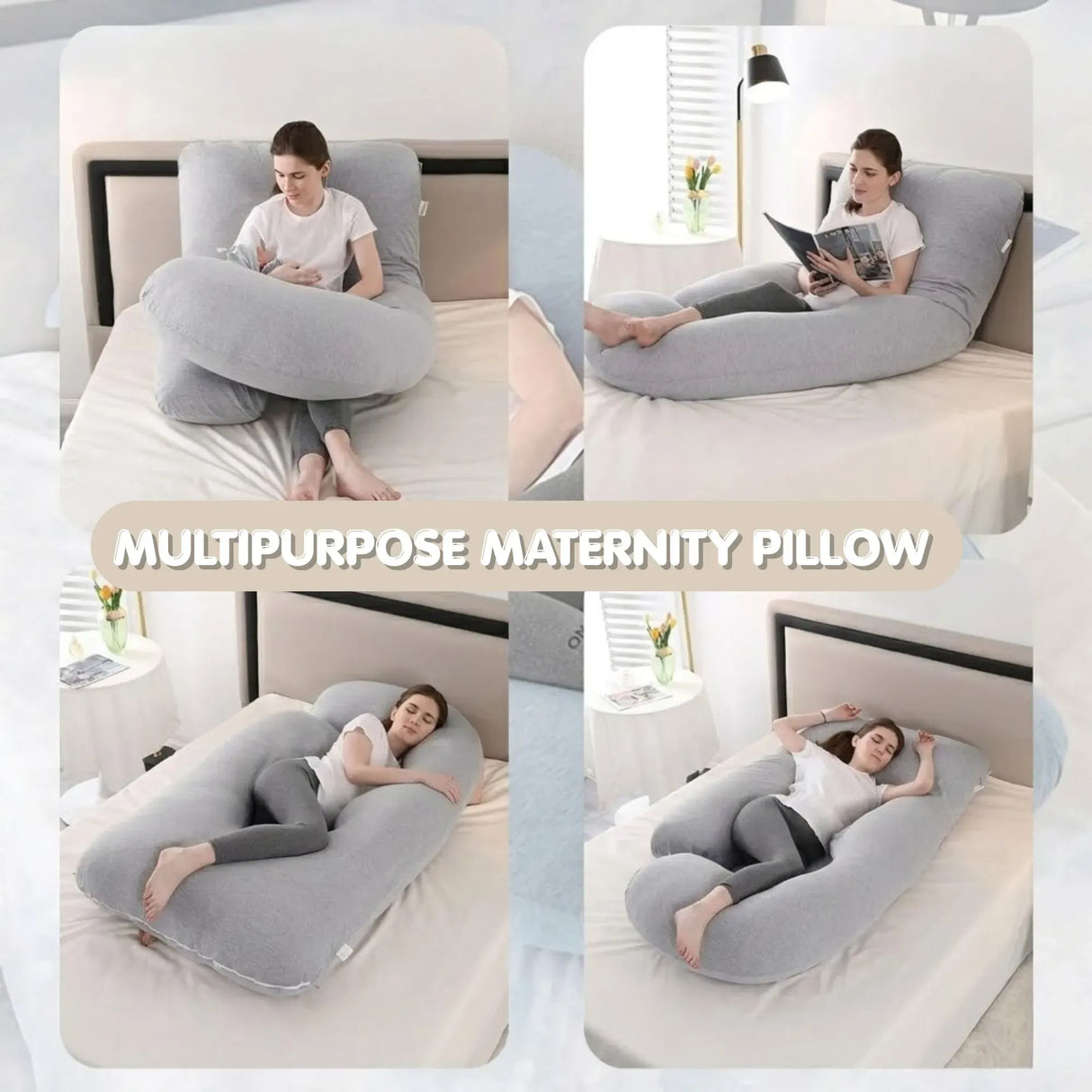 CARLA HOME U Shaped Pregnancy Pillow for Full Body Support Grey - Polyester - Full Body Pillow