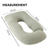 CARLA HOME U Shape Pregnancy Pillow Full Body Support - Green - Polyester - Full Body Pillow - Top-Down View