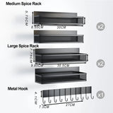 CARLA HOME 5 Pack Magnetic Spice Rack for Fridge Kitchen with Hook Bar - Top-Down View