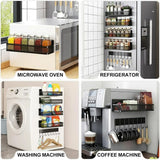 CARLA HOME 5 Pack Magnetic Spice Rack for Fridge Kitchen with Hook Bar - Close-Up Angle
