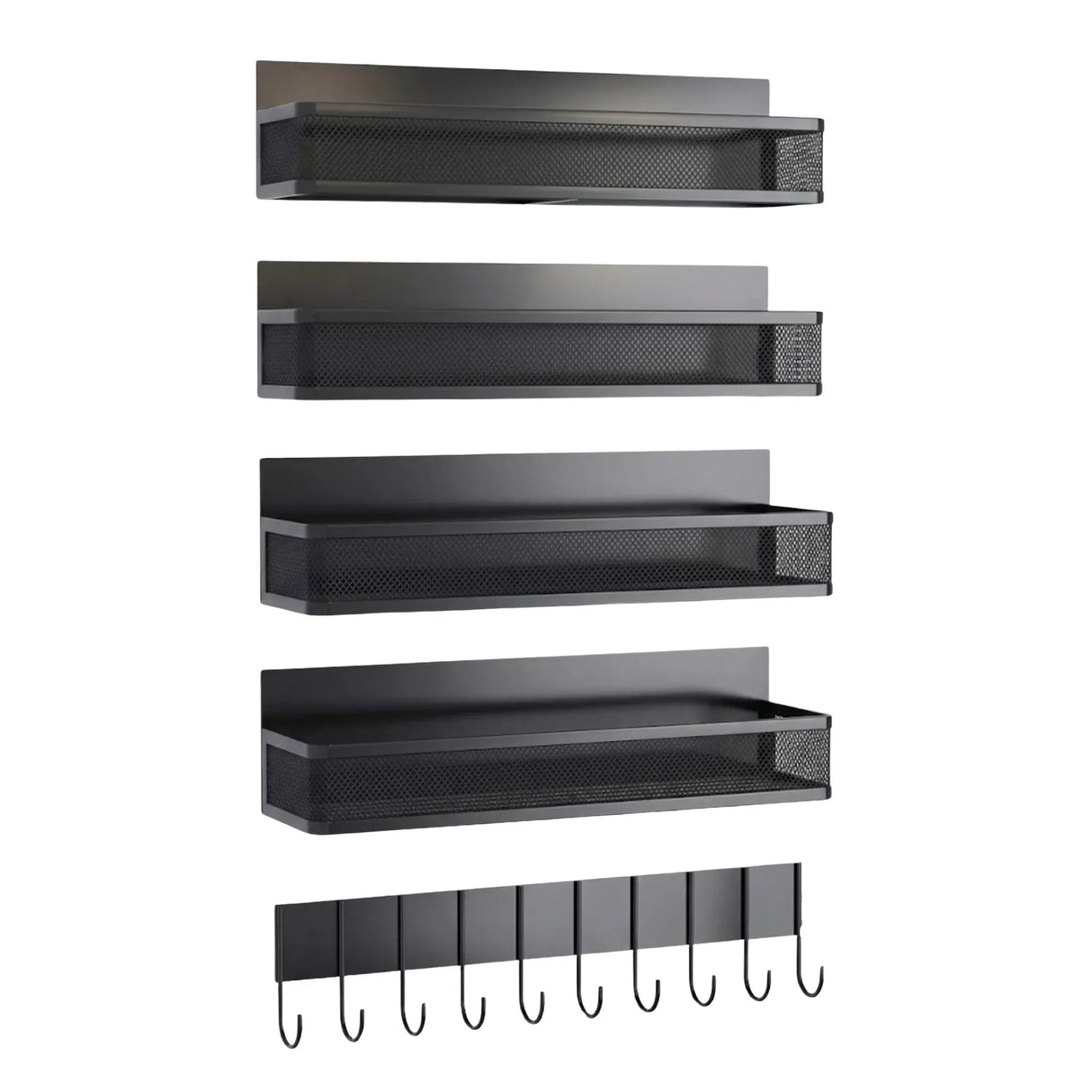 CARLA HOME 5 Pack Magnetic Spice Rack for Fridge Kitchen with Hook Bar