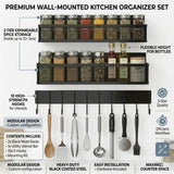 CARLA HOME 3 Pack Magnetic Spice Rack for Fridge Kitchen with Hook Bar - Side View