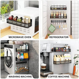 CARLA HOME 3 Pack Magnetic Spice Rack for Fridge Kitchen with Hook Bar - Close-Up Angle