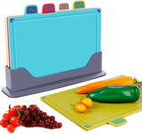 CARLA HOME 4 Pcs Colour Coded Cutting Board Set with Stand for Kitchen Organisation