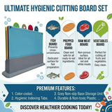 CARLA HOME 4 Pcs Colour Coded Cutting Board Set with Stand for Kitchen Organisation - Side View