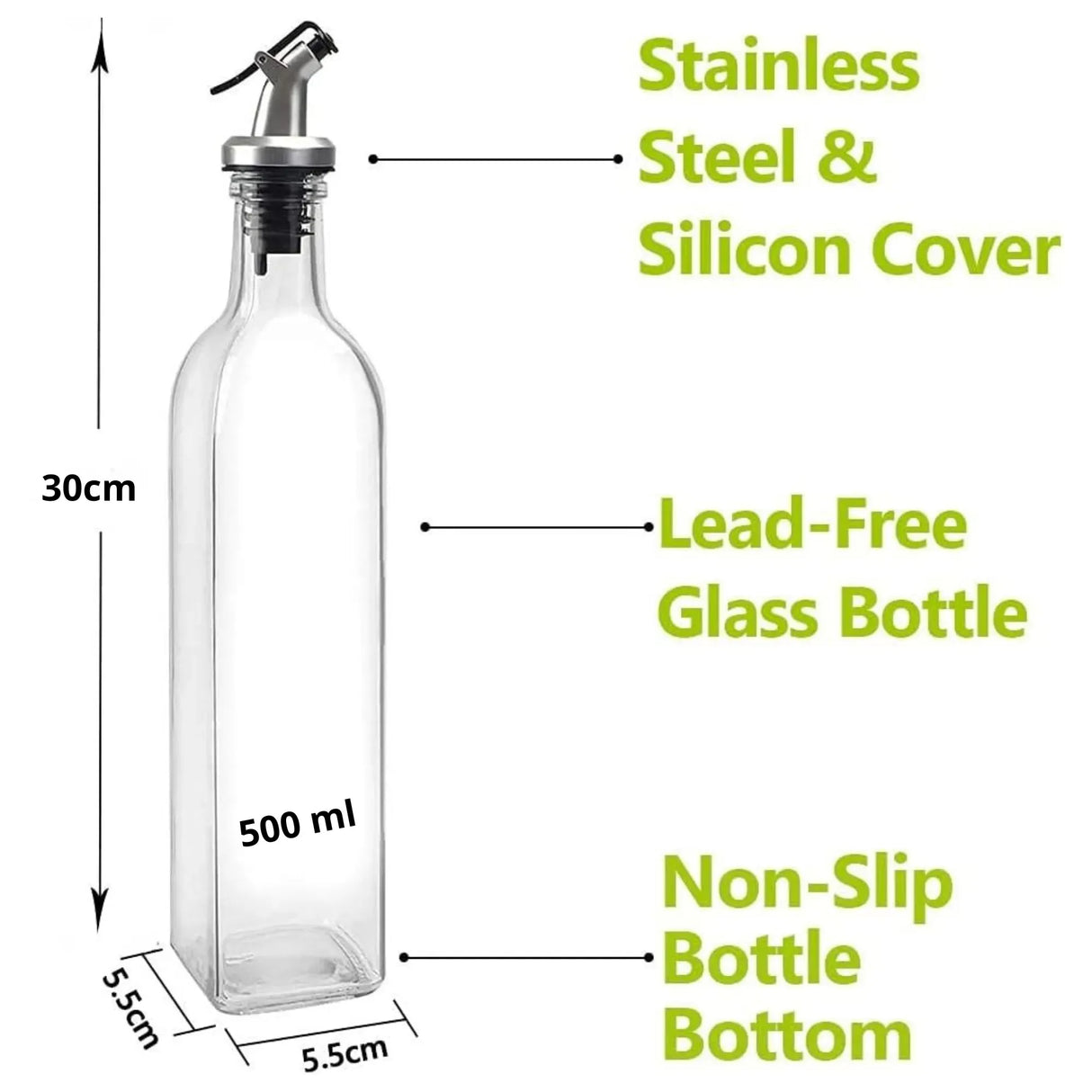 CARLA HOME 4 Pack Glass Oil Dispenser Bottle 500ml Transparent Kitchen