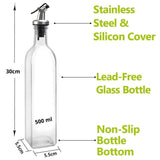 CARLA HOME 4 Pack Glass Oil Dispenser Bottle 500ml Transparent Kitchen - Top-Down View