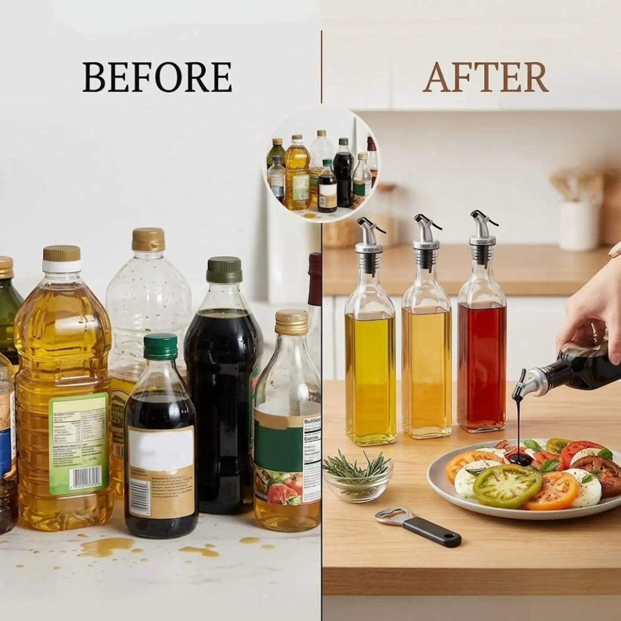 CARLA HOME 4 Pack Glass Oil Dispenser Bottle 500ml Transparent Kitchen