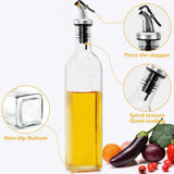 CARLA HOME 4 Pack Glass Oil Dispenser Bottle 500ml Transparent Kitchen - Low Angle