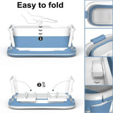 CARLA HOME Foldable Baby Bath Tub with Collapsible Toddler - Blue - Top-Down View