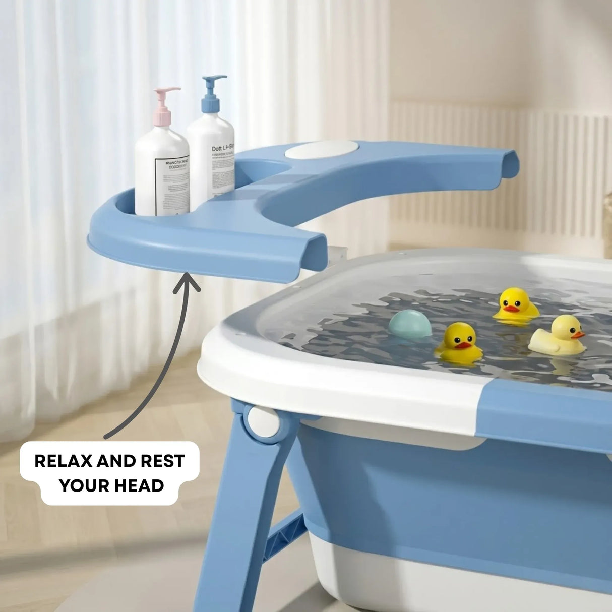 CARLA HOME Foldable Baby Bath Tub with Collapsible Toddler - Blue