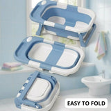 CARLA HOME Foldable Baby Bath Tub with Collapsible Toddler - Blue - Rear View
