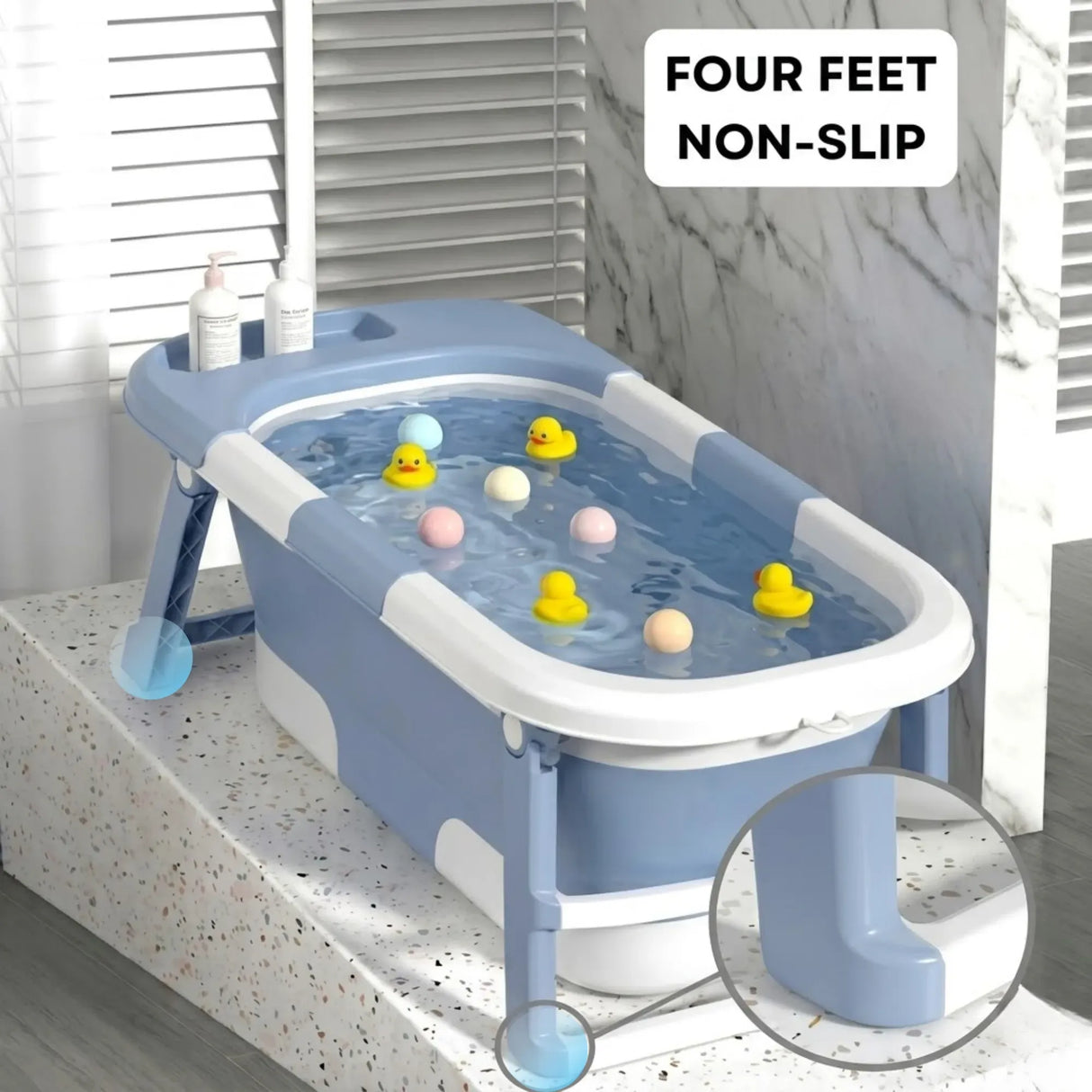 CARLA HOME Foldable Baby Bath Tub with Collapsible Toddler - Blue