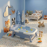 CARLA HOME Foldable Baby Bath Tub with Collapsible Toddler - Blue - Low Angle