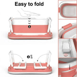 CARLA HOME Foldable Baby Bath Tub with Collapsible Toddler - Pink - Top-Down View
