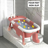 CARLA HOME Foldable Baby Bath Tub with Collapsible Toddler - Pink - Close-Up Angle