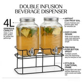 CARLA HOME 2 Pack Glass Drink Dispensers with Juice Pot Stand - 4L - Side View