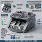 CARLA HOME Money Counting Machine with Uv Detection Bill Counter - Side View