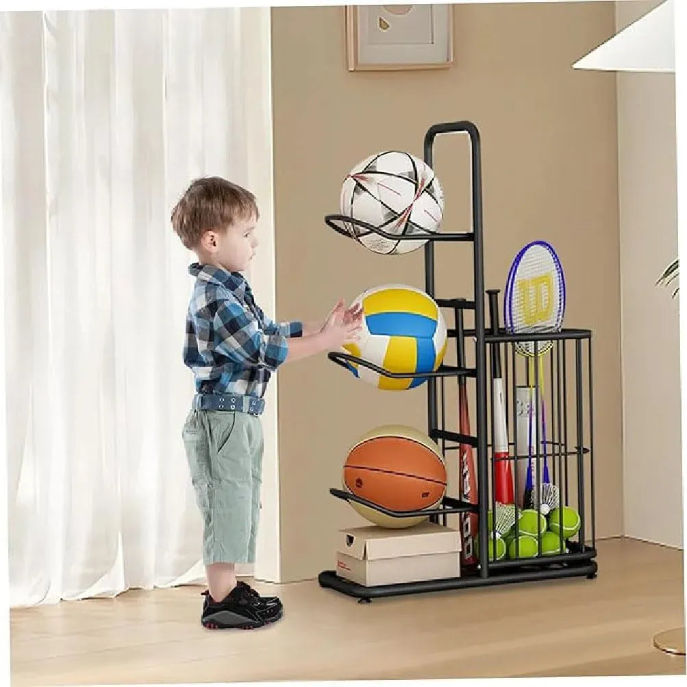 CARLA HOME Ball Storage Rack - 3-Tier Sports Organiser