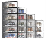 CARLA HOME 18-Pack Shoe Storage Boxes - Clear Stackable - Black - Shoe Box Storage