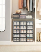 CARLA HOME 18-Pack Shoe Storage Boxes - Clear Stackable - Black - Shoe Box Storage - Extra Image