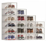 CARLA HOME 18-Pack Shoe Storage Boxes - Clear Stackable - White - Shoe Box Storage