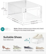 CARLA HOME 18-Pack Shoe Storage Boxes - Clear Stackable - White - Shoe Box Storage - Side View