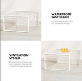 CARLA HOME 18-Pack Shoe Storage Boxes - Clear Stackable - White - Shoe Box Storage - 45-Degree Angle