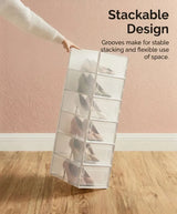 CARLA HOME 18-Pack Shoe Storage Boxes - Clear Stackable - White - Shoe Box Storage - Close-Up Angle